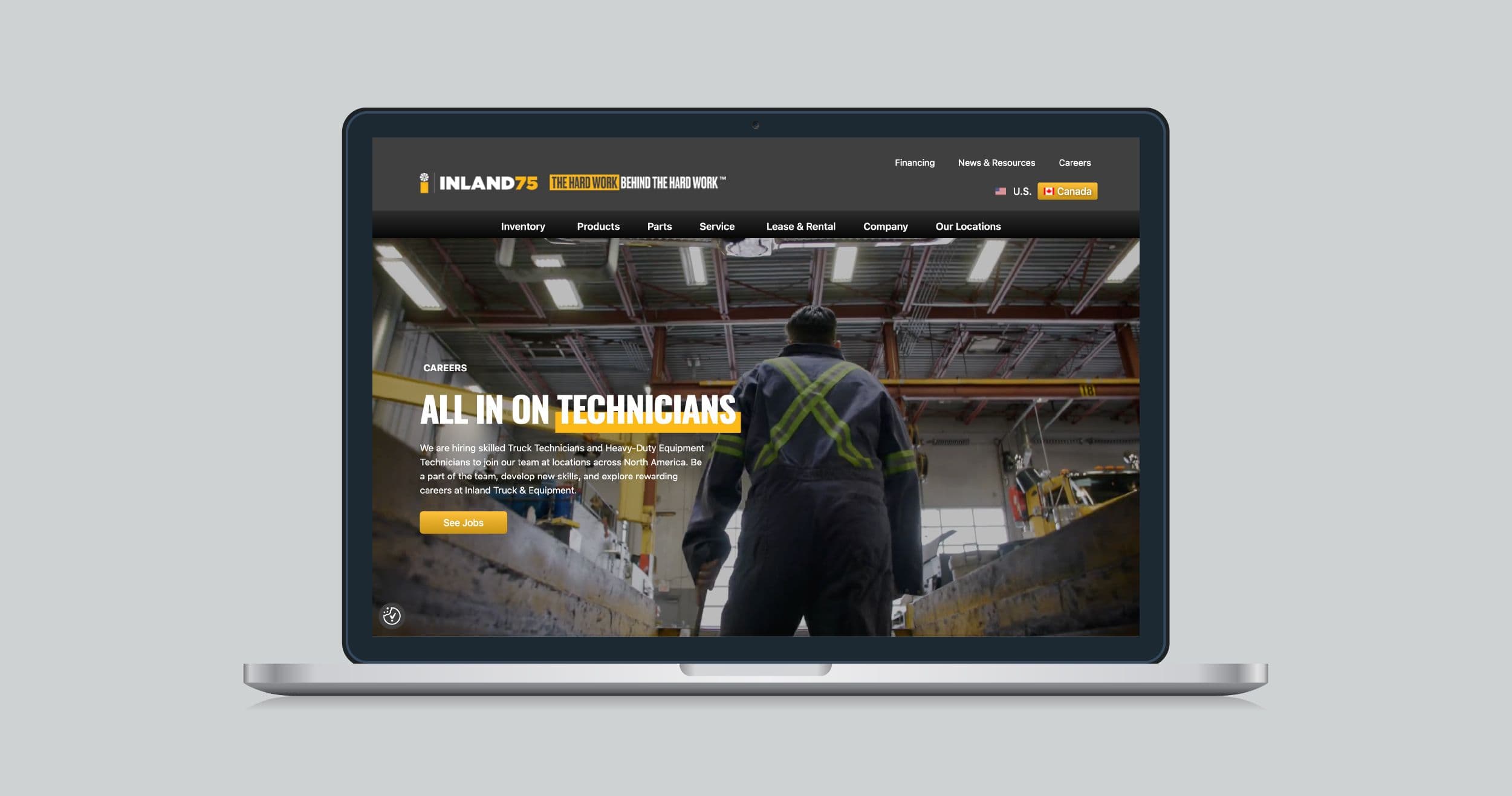 Inland website homepage on a laptop