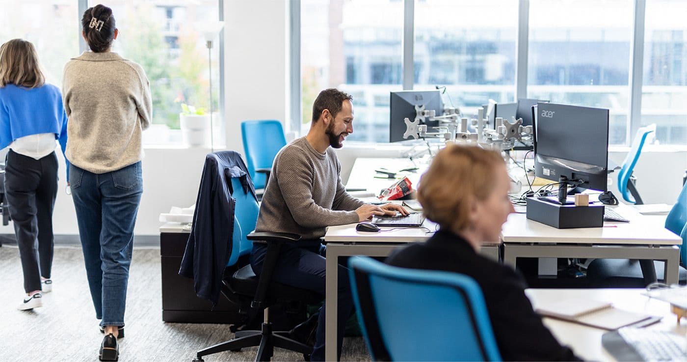 White male working at a desk