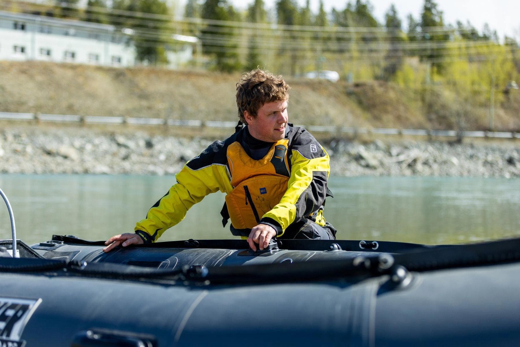 An Underhill surveyor working on the water.
