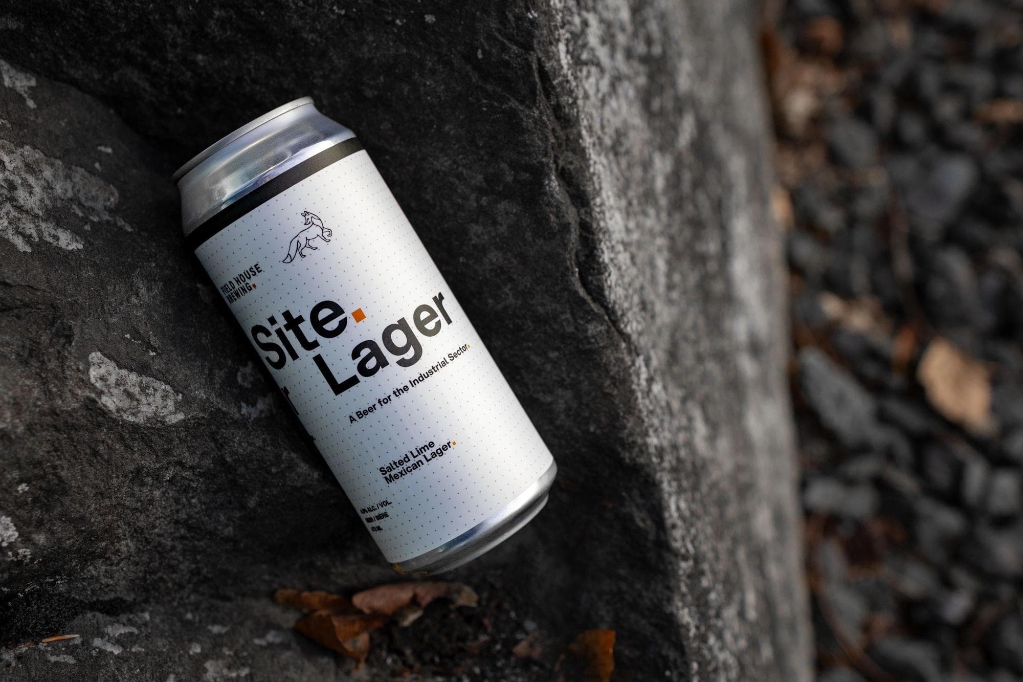 A delicious Site Lager aesthetically placed on a rock.