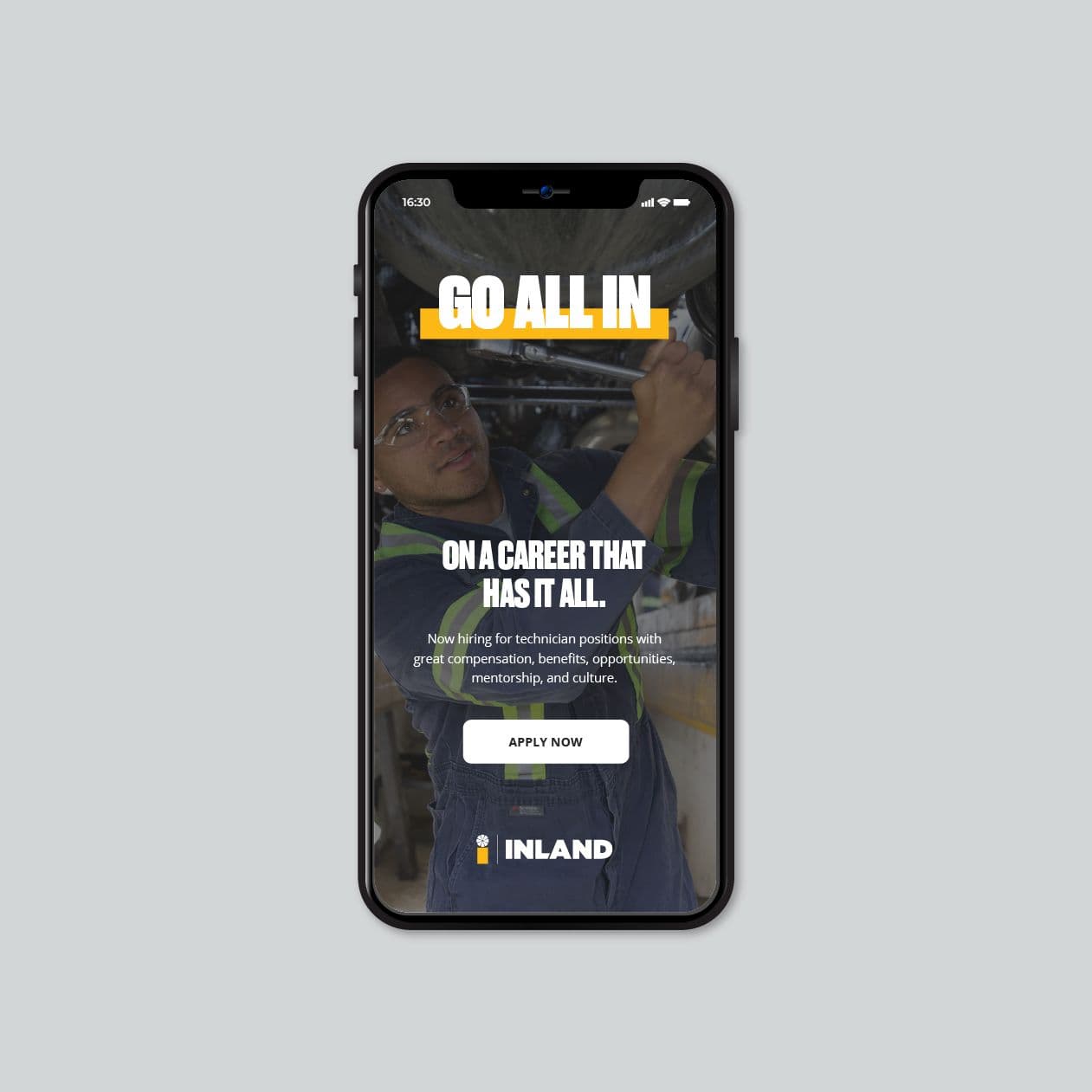 Inland website on a mobile phone