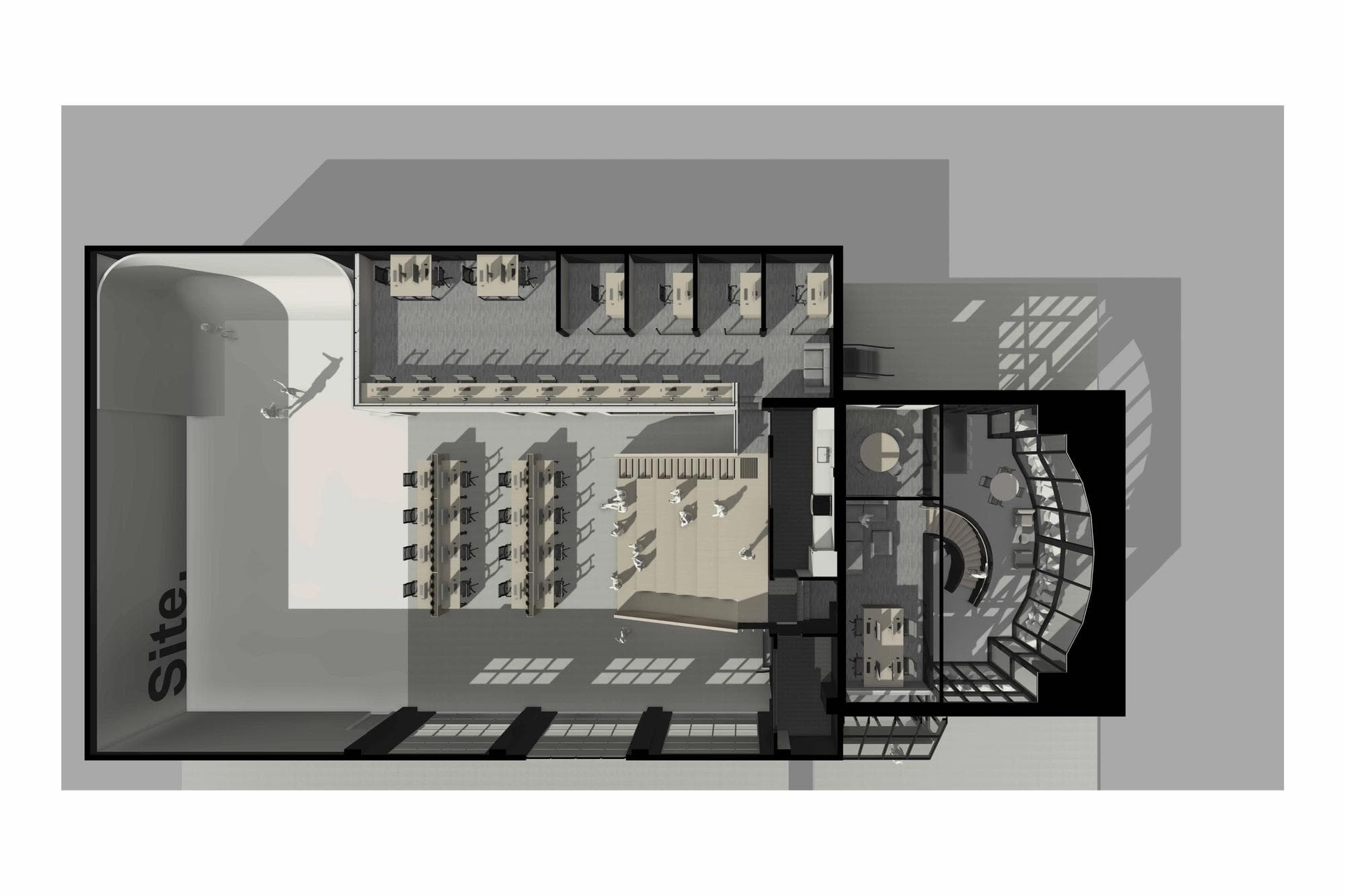 A rendering of the interior of the new Site HQ